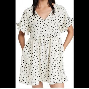Madewell Ivory Mini Dress with Black Polka Dots